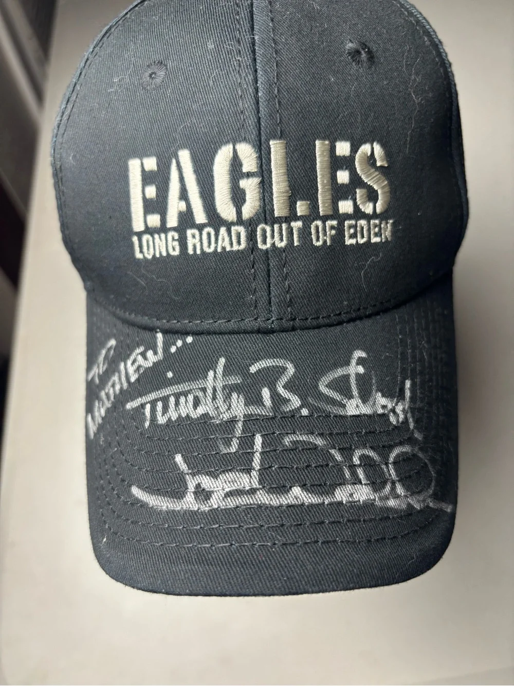 2008 Eagles Long Road Out of Eden black hat autograph Timothy B Schmit Joe Walsh